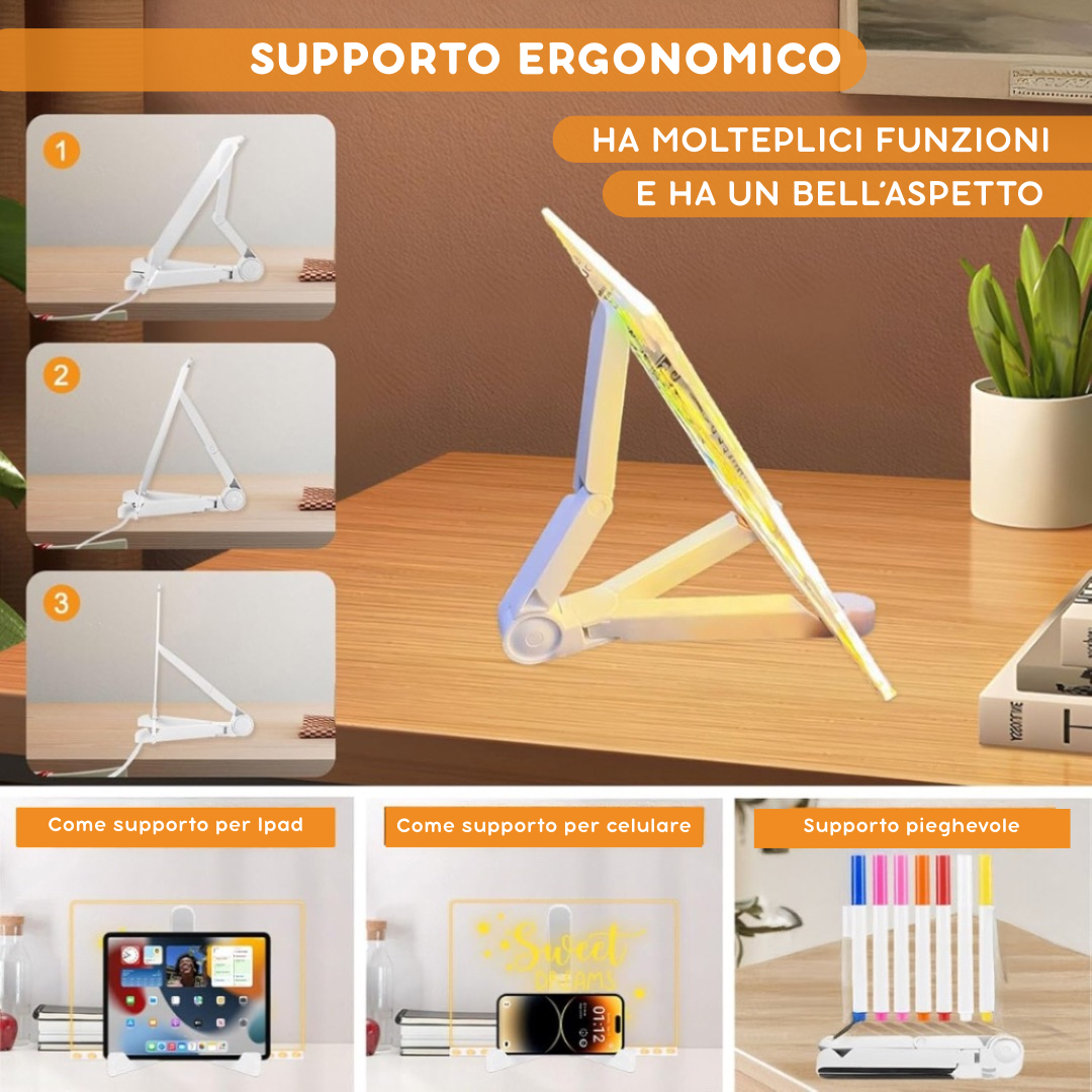 Lavagna Magica da Disegno a LED Multicolore