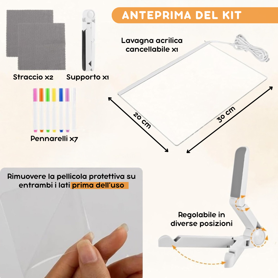 Lavagna Magica da Disegno a LED Multicolore