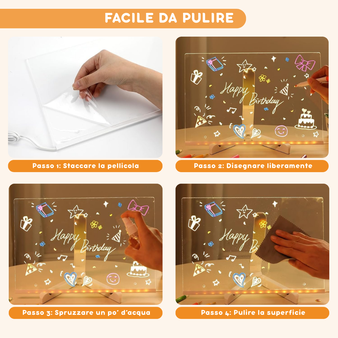 Lavagna Magica da Disegno a LED Multicolore