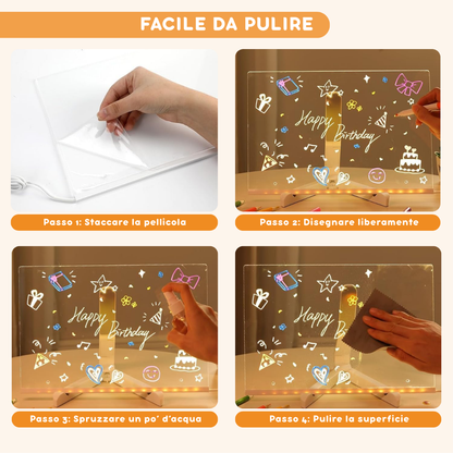 Lavagna Magica da Disegno a LED Multicolore